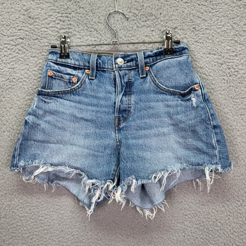 Levis Shorts Womens 25 Blue 501 Curve Premium Denim Cut Off High Rise Button Fly